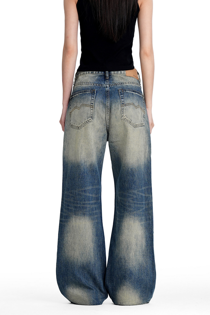 Ripped Whisker Straight Jeans