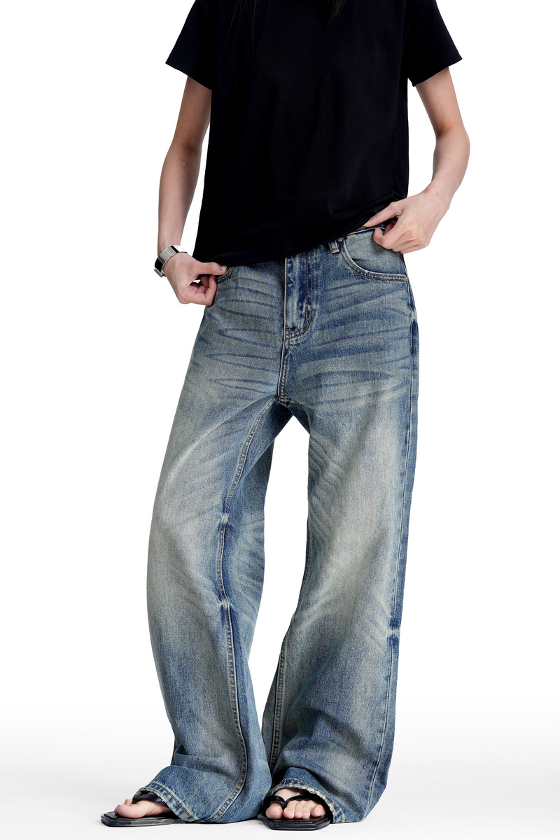 Washed Straight Leg Jeans