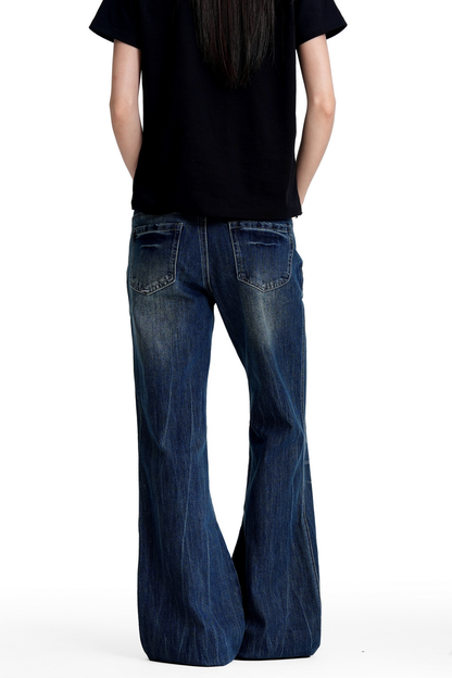 Whiskered Bootcut Flare Jeans