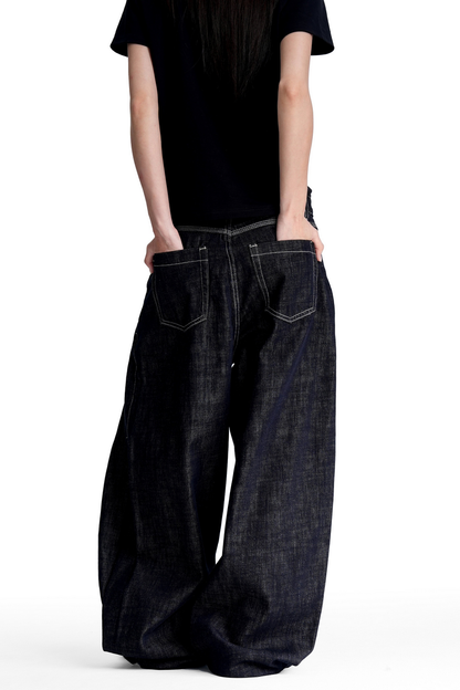 Deconstructed Raw Barrel Jeans