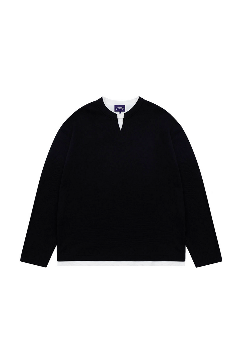 Layered V Neck Waffle Shirt