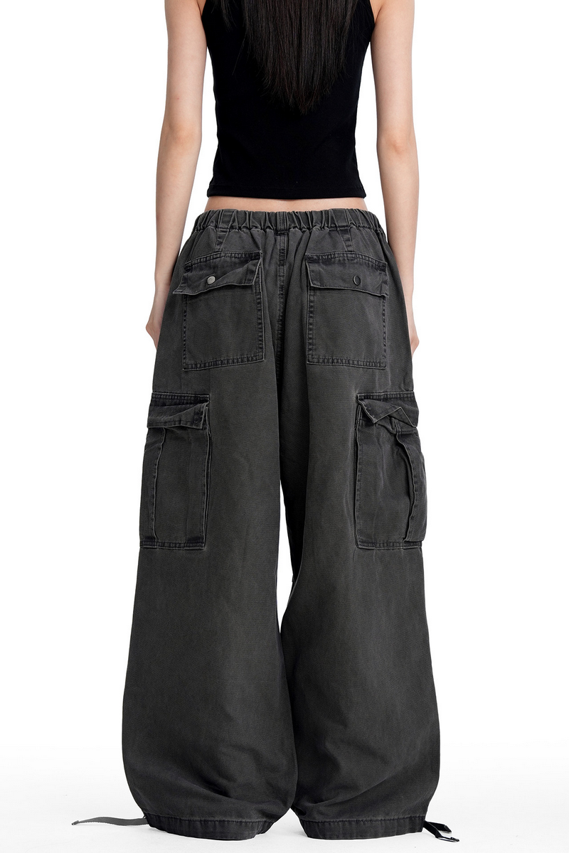 Washed Multi Pocket Cargo Pants