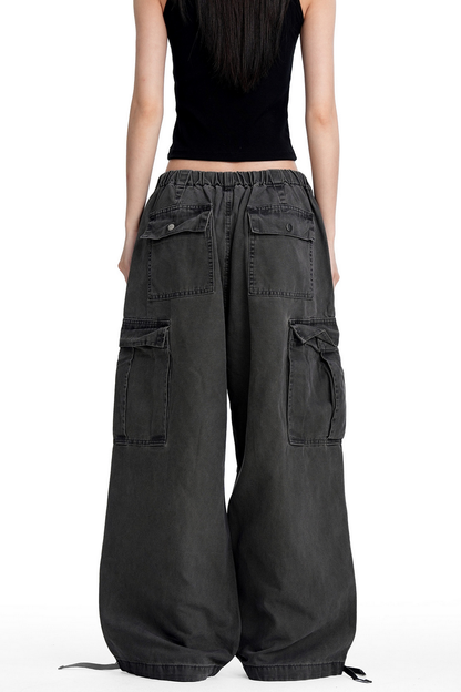 Washed Multi Pocket Cargo Pants