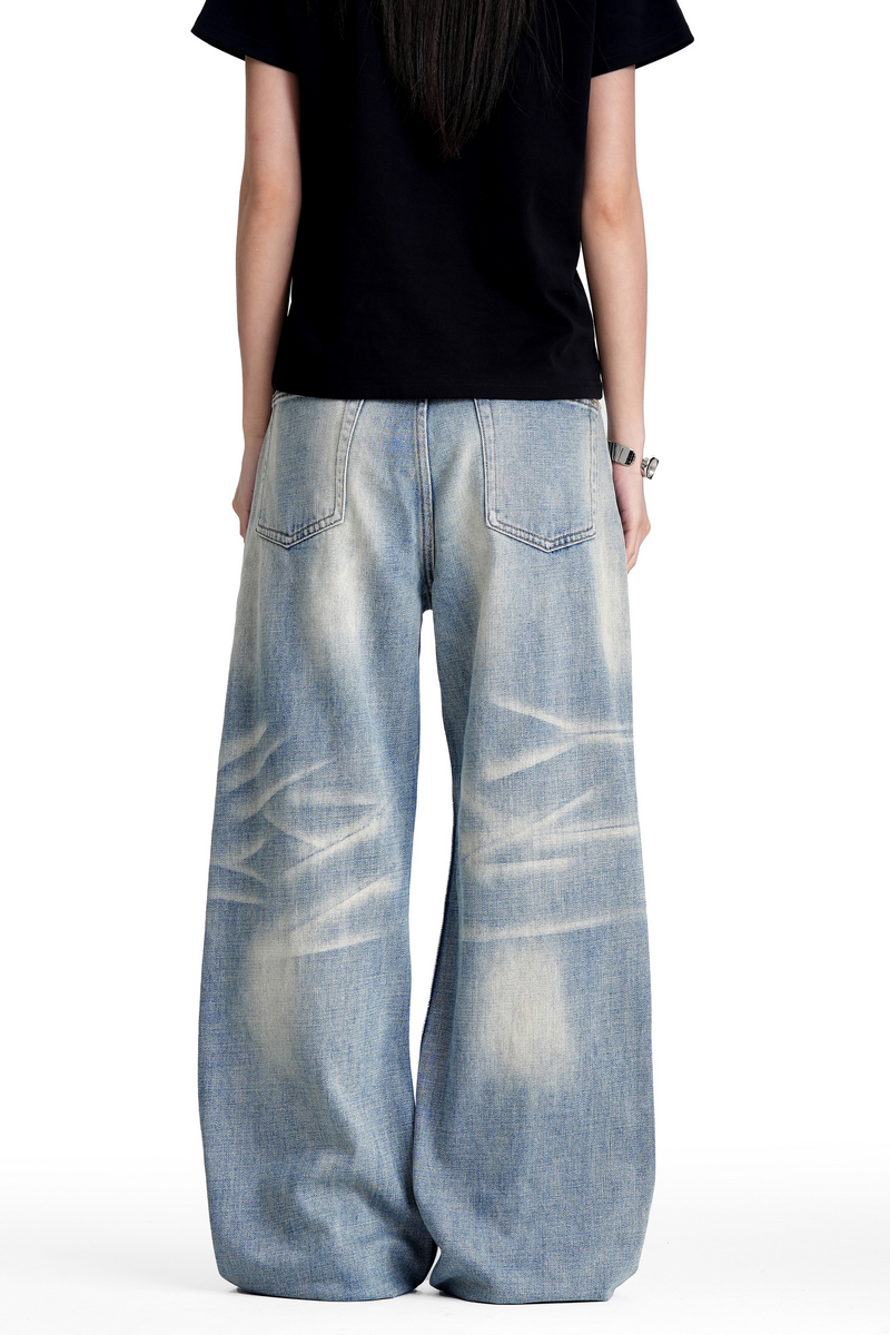 Faded Whisker Wash Bootcut Jeans
