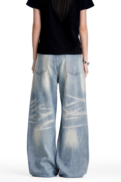 Faded Whisker Wash Bootcut Jeans