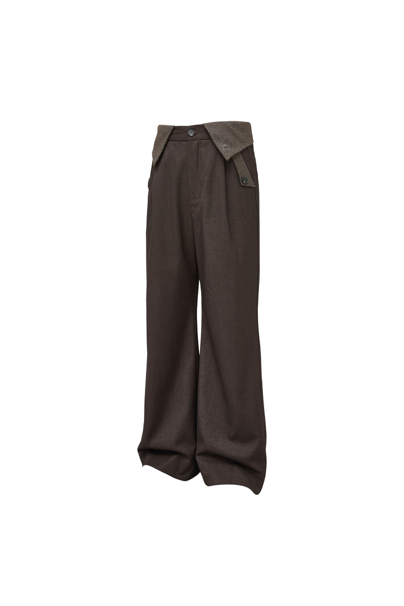 Houndstooth Wool Wide Pants
