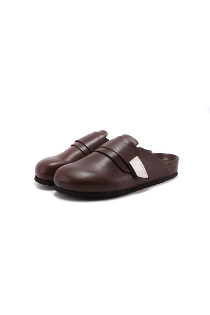 Washed Leather Mule Clogs