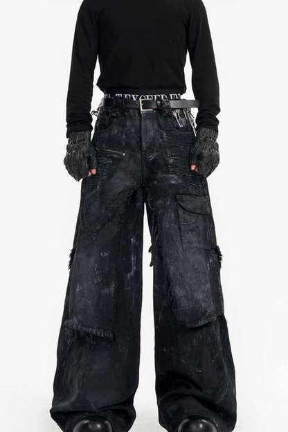 Double Layer Hand-Painted Jeans