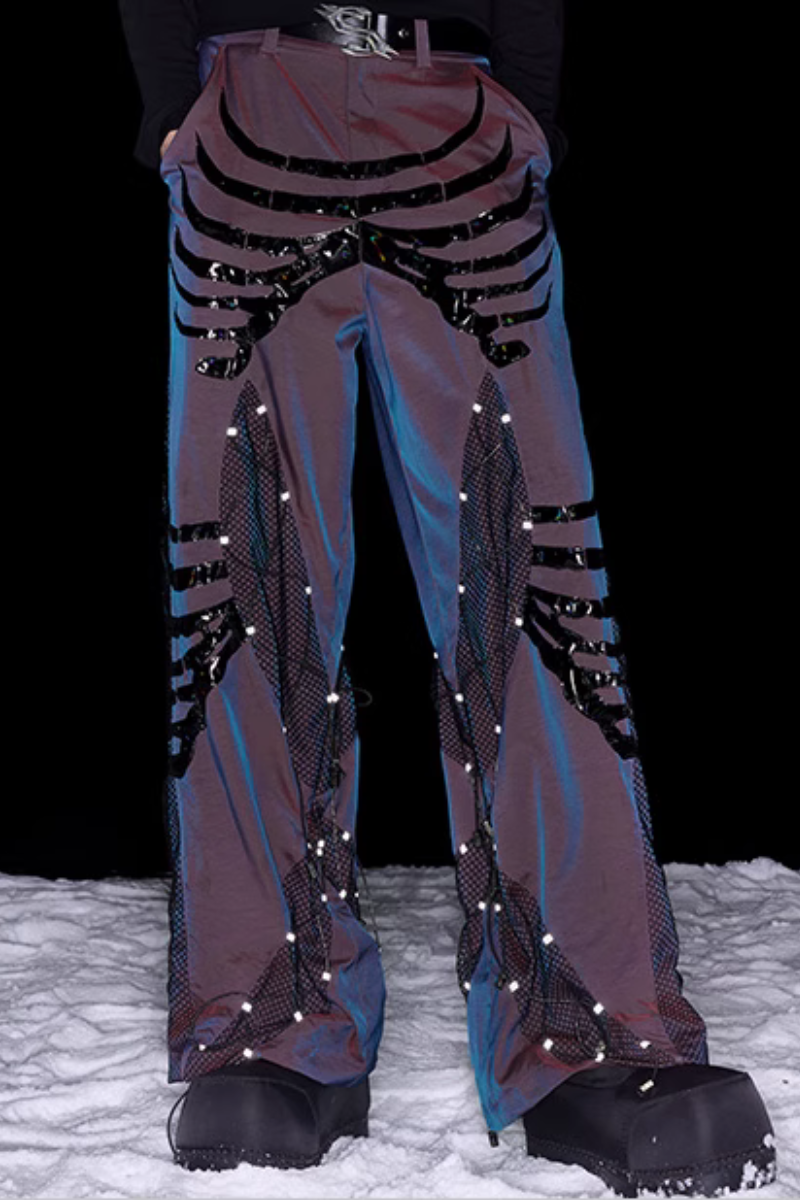 Spine Mesh Patchwork Trousers