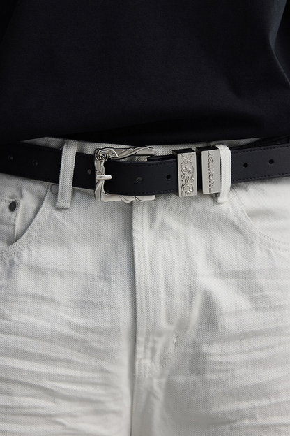 Embossed Leather Stud Belt