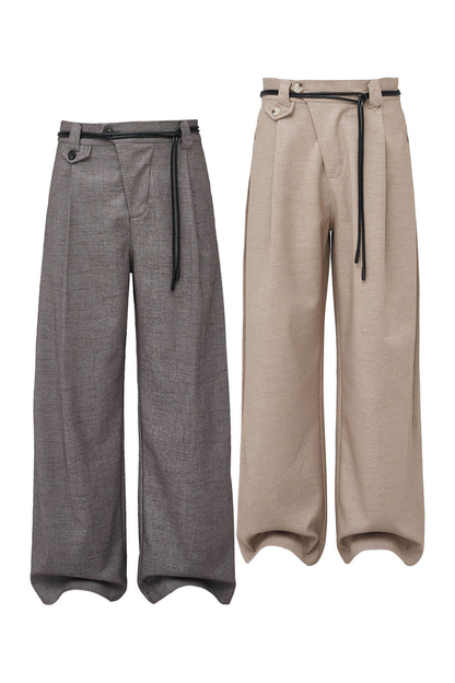Linen Drawstring Wide Pants