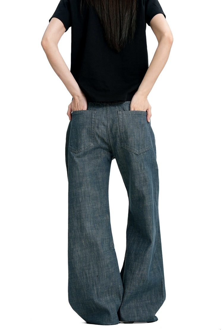 Aqua Stitch Barrel Jeans — Trenqor Basics — view 5