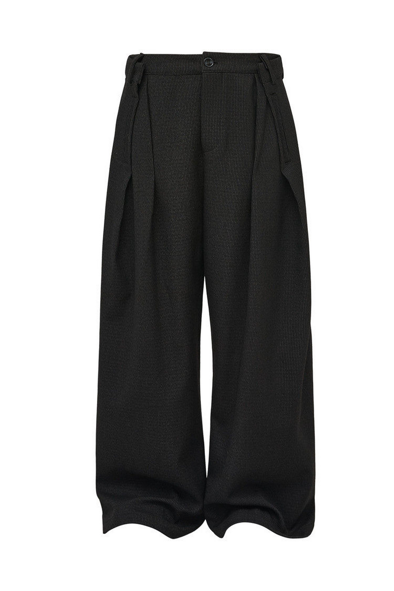Striped Wool Wide Pants