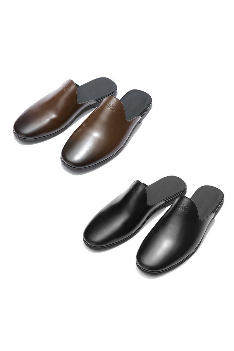 Smoked Leather Mule Clogs