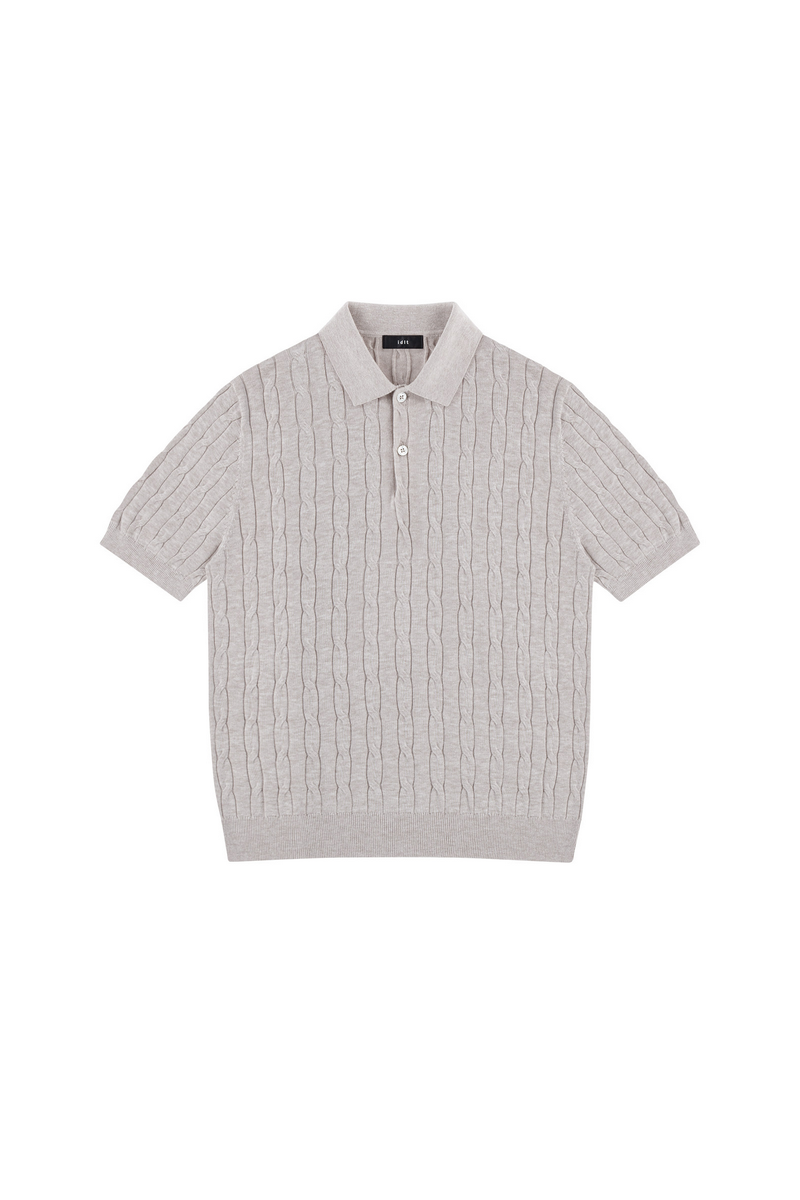 Cable Knit Polo Shirt