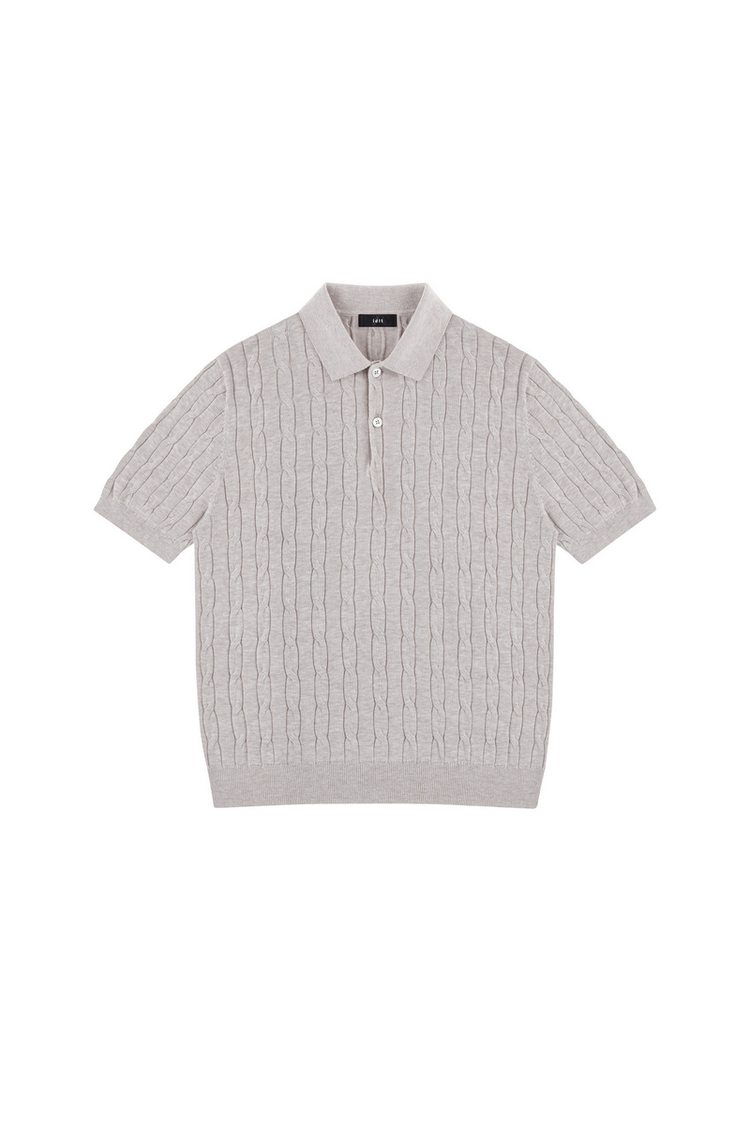 Cable Knit Polo Shirt — IDLT — view 2