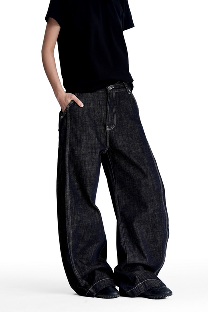 Deconstructed Raw Barrel Jeans