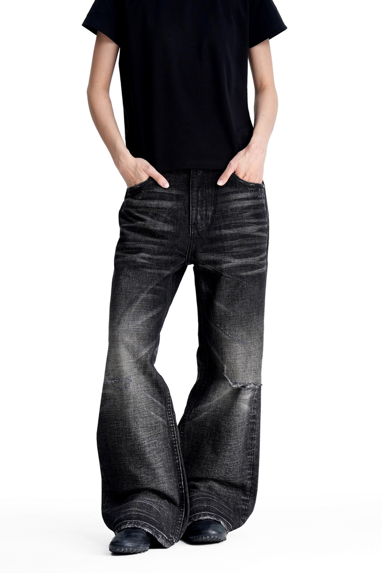Ripped Baggy Flare Jeans — Trenqor Basics — view 2
