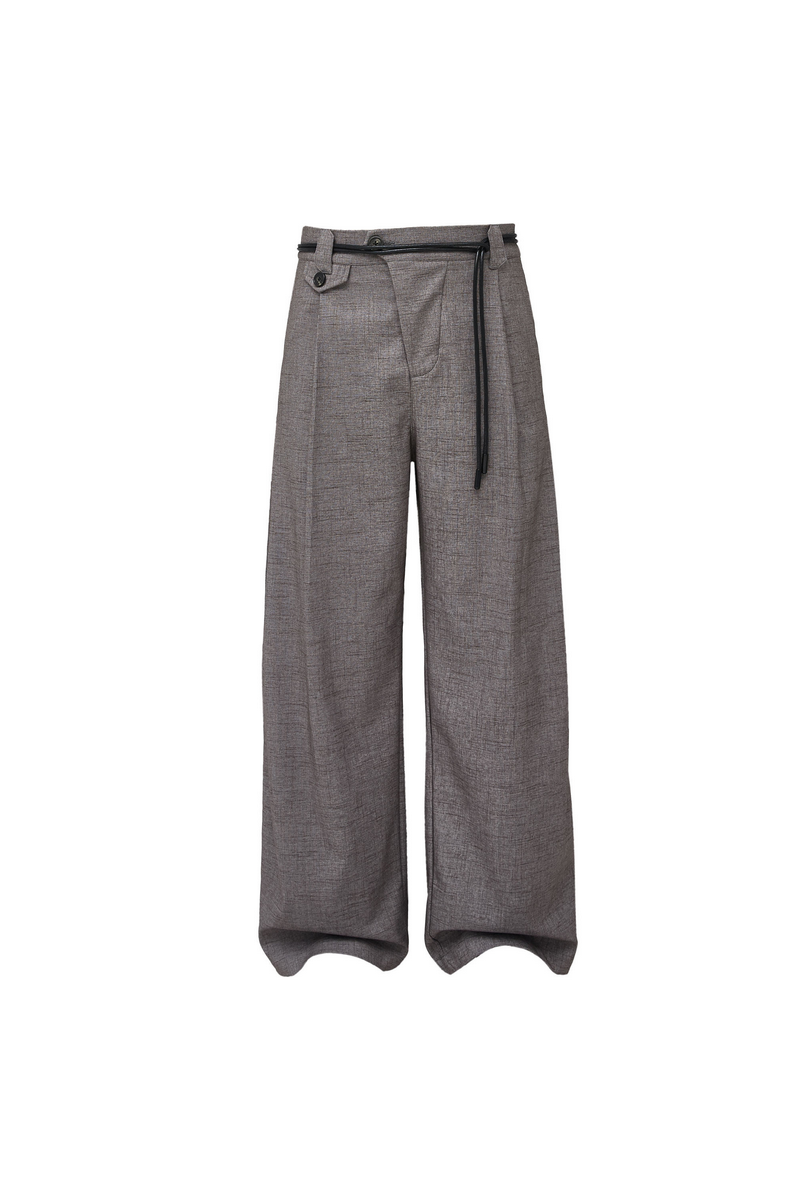 Linen Drawstring Wide Pants