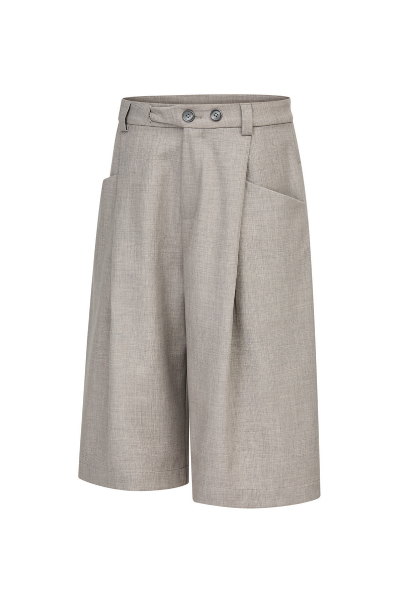 Linen Pleated Cropped Pants