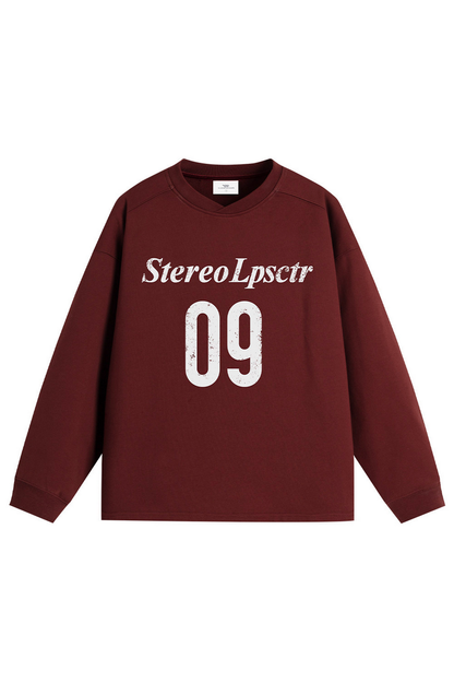 Number Print Collar Sweatshirt