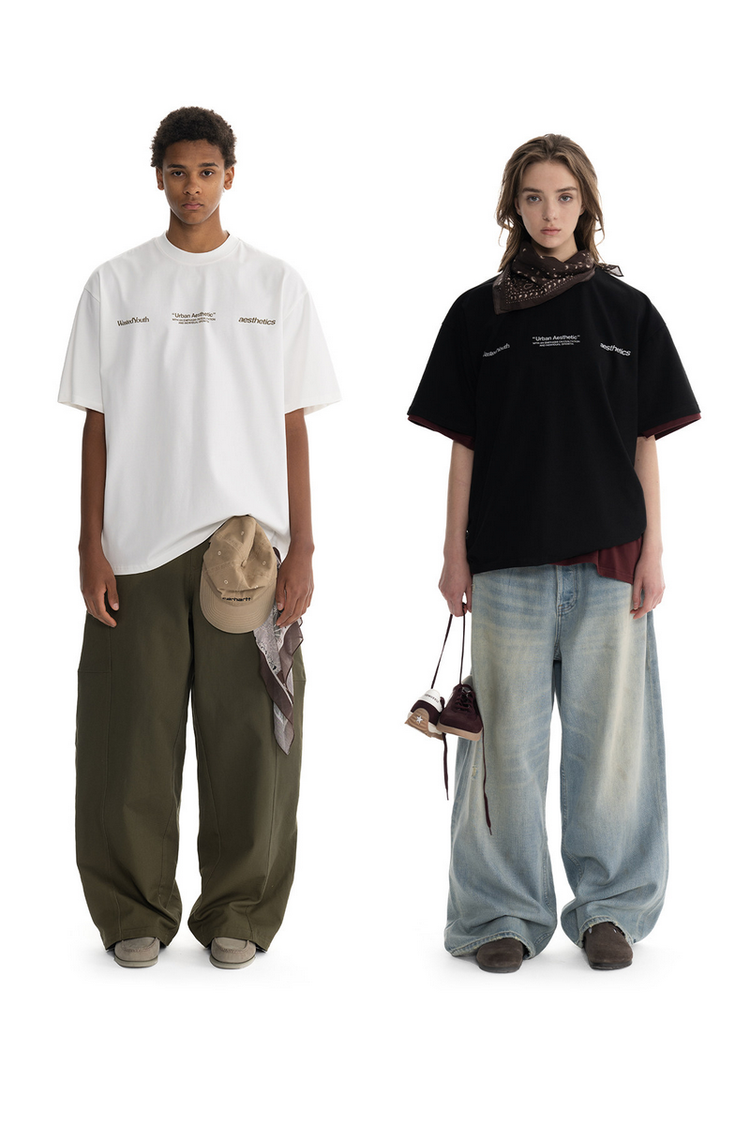 Front Letter Print T-Shirt — Loopsoon — view 3