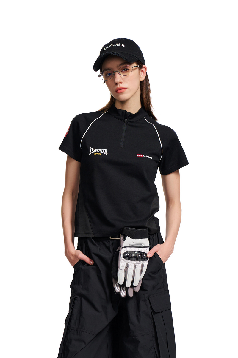 Half Zip Short Sleeve Top