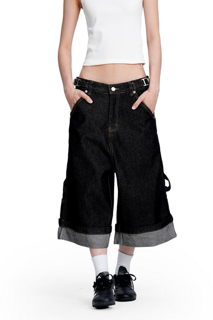 Buckle Denim Shorts
