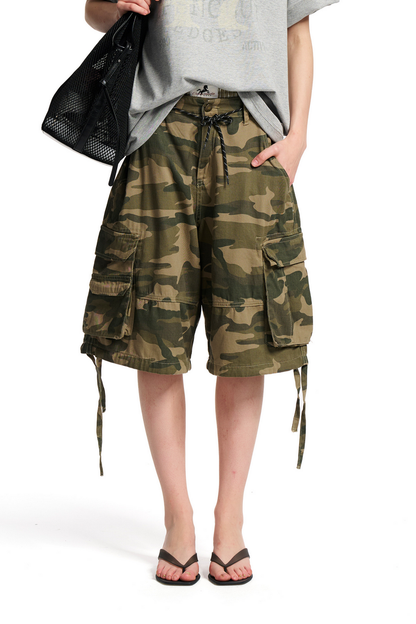 Camo Cargo Drawstring Shorts