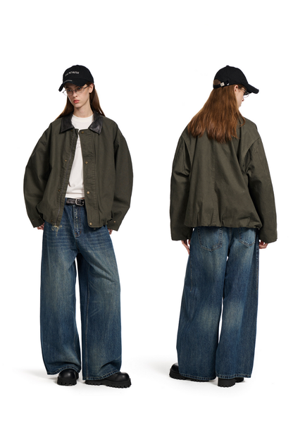 Distressed Straight Leg Jeans
