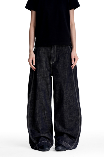 Deconstructed Raw Barrel Jeans