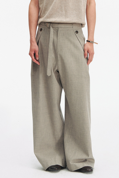 Pleated Linen Wide Pants