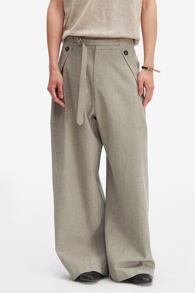 Pleated Linen Wide Pants — Taichiism — view 3