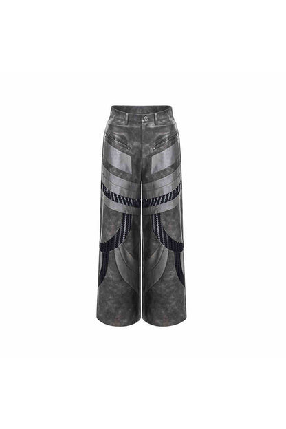 Liquid Mesh Cutout Leather Trousers