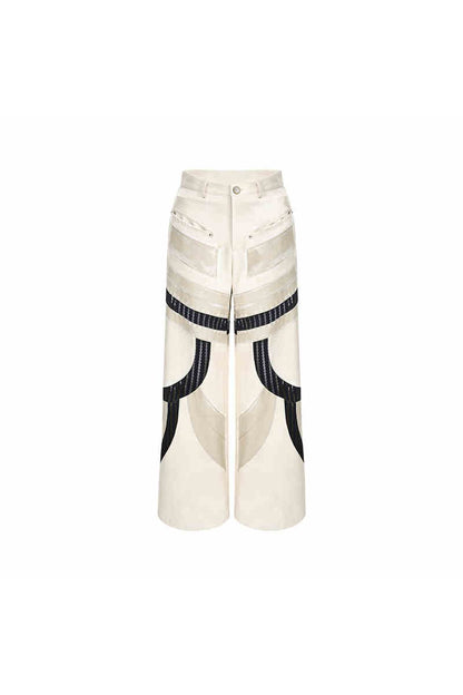Liquid Mesh Cutout Leather Trousers