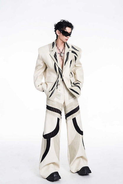 Liquid Mesh Cutout Leather Trousers