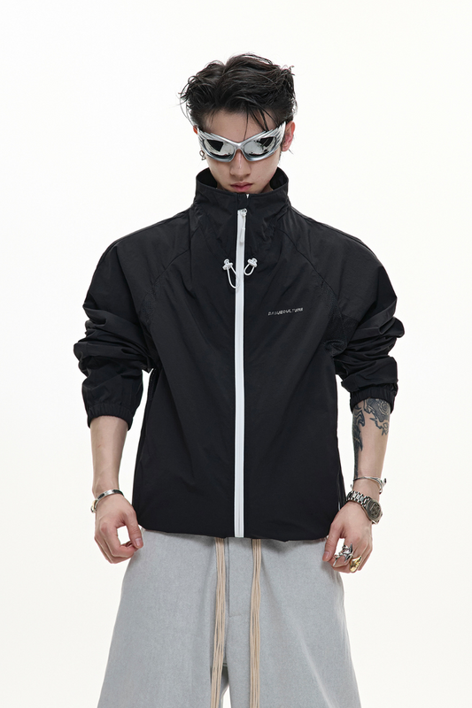Deconstructed Stand Collar Windbreaker