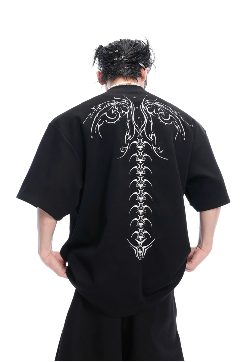 Embroidered Spine Graphic Tee