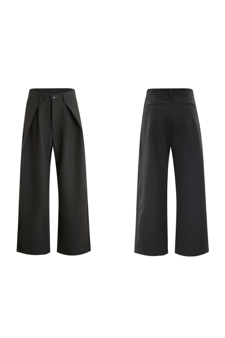 Embroidered Pleated Vintage Trousers — Argue Culture — view 5