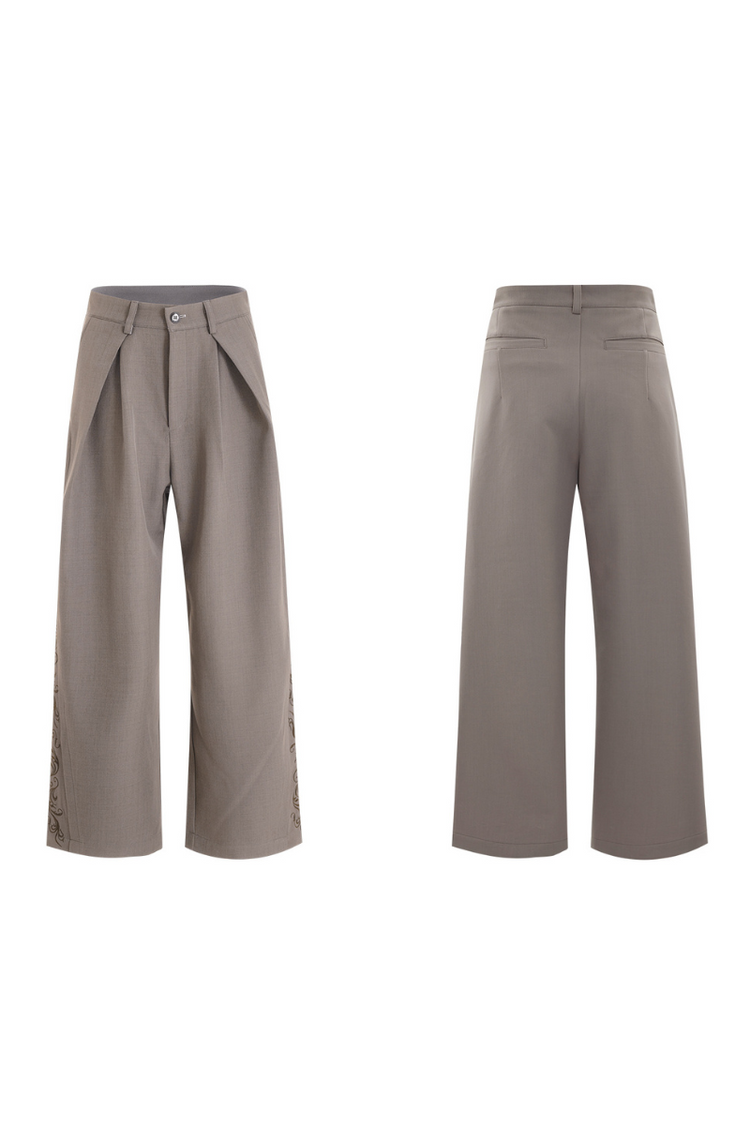 Embroidered Pleated Vintage Trousers — Argue Culture — view 7