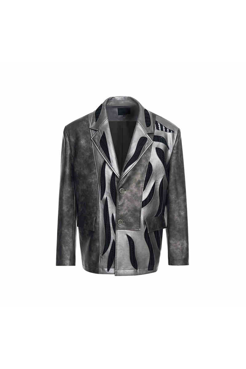 Liquid Mesh Cutout Leather Jacket