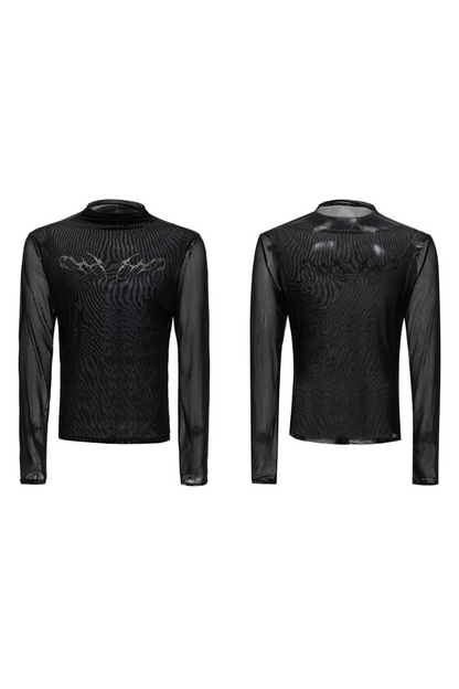 Mesh Fitted Metallic Print Tee