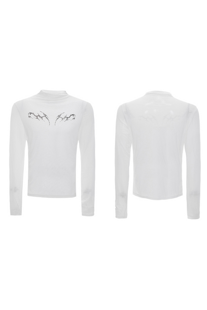 Mesh Fitted Metallic Print Tee