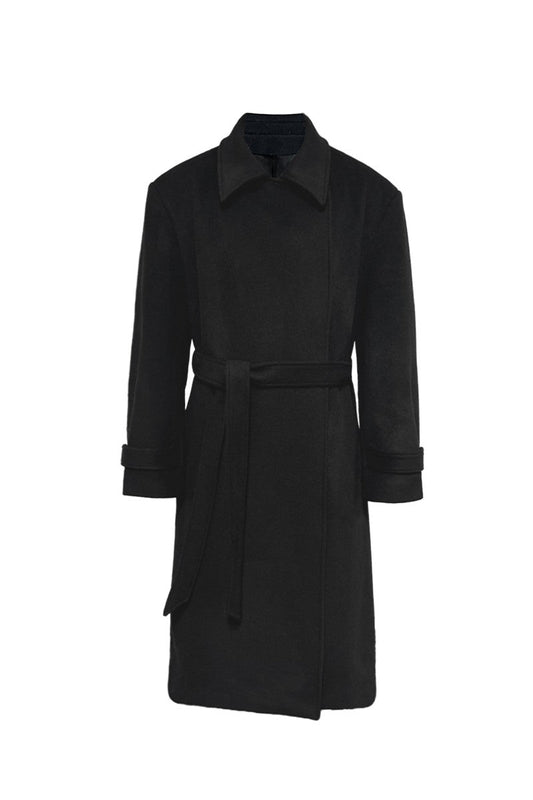 Structured Wool Tie Coat — JCAESAR