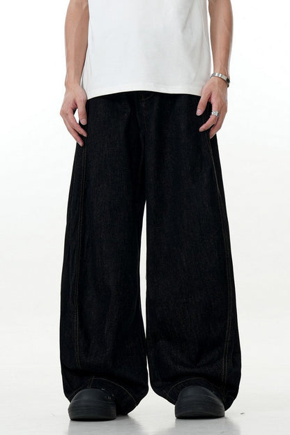 Black Curved Wide Jeans