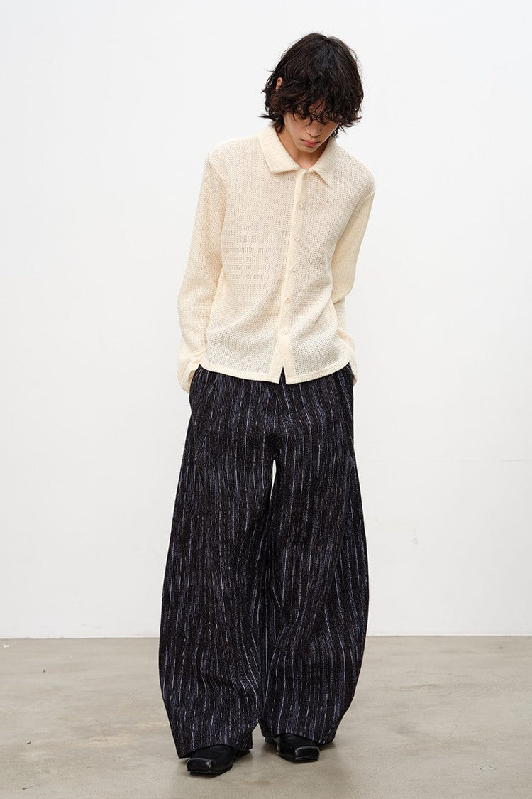 Woven Textured Long Sleeve Shirt — JCAESAR — view 8