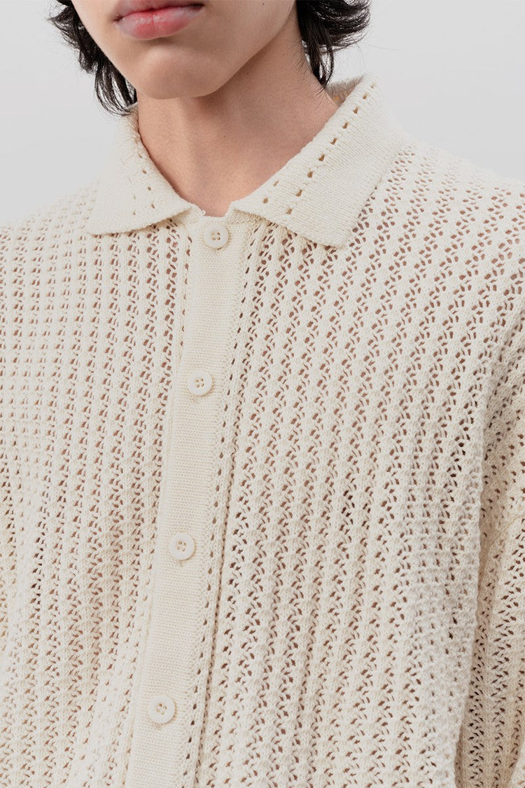 Textured Knit Cotton Cardigan — JCAESAR — view 9