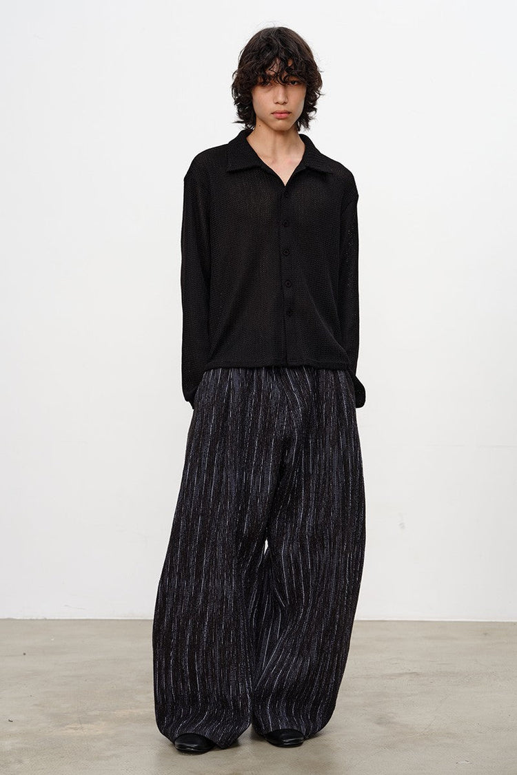 Woven Textured Long Sleeve Shirt — JCAESAR — view 10