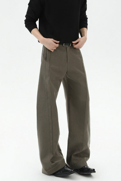 Quilted Pleated Wide Leg Trousers