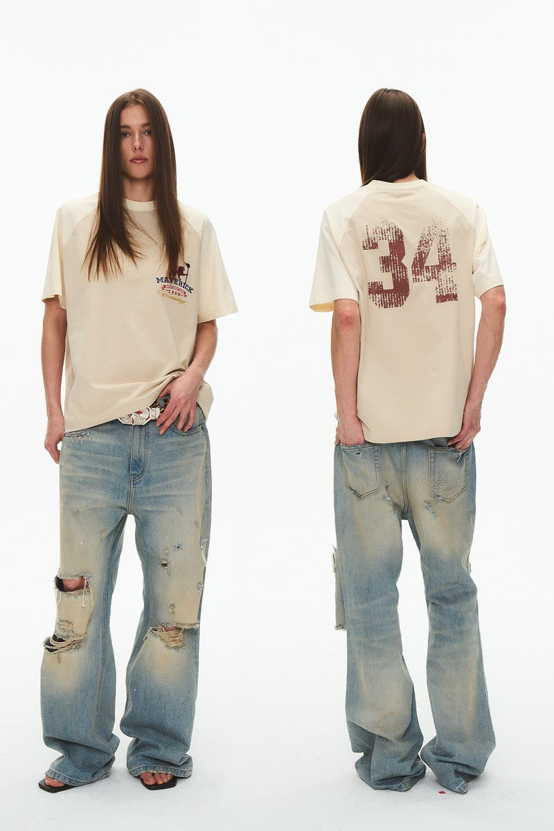 Letter Print Raglan Tee